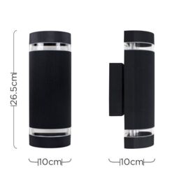 ValueLights Ryston Pair of Black Outdoor Wall-Up Down Light - thumbnail 5