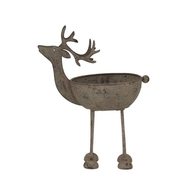 Lemon Pavilion Furniture and Decor Rustic Reindeer Bowl Decoration - Metal - L9 x W14 x H18 cm - White in Brown - image 1