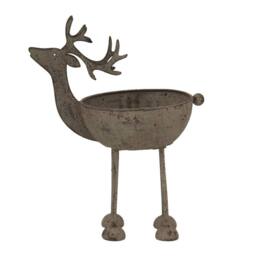Lemon Pavilion Furniture and Decor Rustic Reindeer Bowl Decoration - Metal - L9 x W14 x H18 cm - White in Brown - thumbnail 4