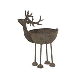 Lemon Pavilion Furniture and Decor Rustic Reindeer Bowl Decoration - Metal - L9 x W14 x H18 cm - White in Brown - thumbnail 2