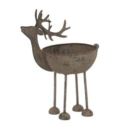 Lemon Pavilion Furniture and Decor Rustic Reindeer Bowl Decoration - Metal - L9 x W14 x H18 cm - White in Brown - thumbnail 3
