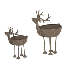Lemon Pavilion Furniture and Decor Rustic Reindeer Bowl Decoration - Metal - L9 x W14 x H18 cm - White in Brown - thumbnail 5