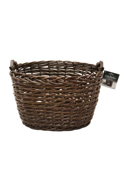 JVL Oval Dark Tapered Log Basket - Square in Dark Brown - image 1