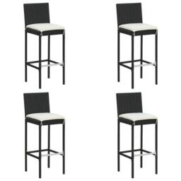Berkfield Home 5 Piece Garden Bar Set with Cushions Poly Rattan Black - thumbnail 5