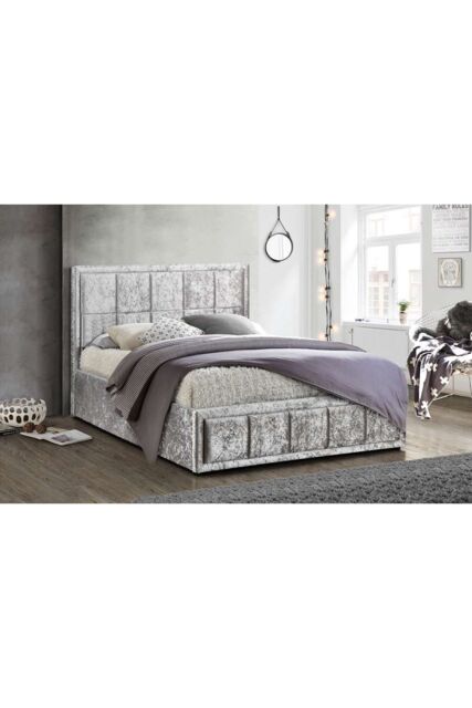 Birlea Fabric Ottoman Bed Frame Storage Hannover Gas Lift in Metallic Silver - Size: Small Double - image 1