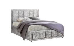 Birlea Fabric Ottoman Bed Frame Storage Hannover Gas Lift in Metallic Silver - Size: Small Double - thumbnail 5