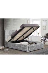 Birlea Fabric Ottoman Bed Frame Storage Hannover Gas Lift in Metallic Silver - Size: Small Double - thumbnail 2