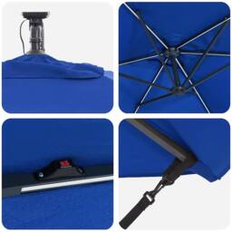 Berkfield Home Modern Cantilever Banana Parasol with Lock Blue 294 x 200 x 254 cm - thumbnail 9