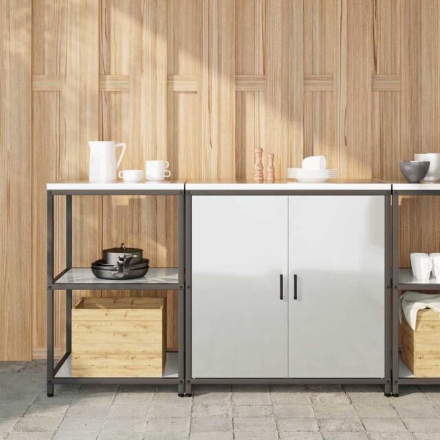 Berkfield Home with Shelf with Storage with Door Adjustable 2 pcs Galvanised steel in Silver - image 1