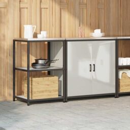 Berkfield Home with Shelf with Storage with Door Adjustable 2 pcs Galvanised steel in Silver - thumbnail 4
