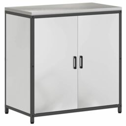 Berkfield Home with Shelf with Storage with Door Adjustable 2 pcs Galvanised steel in Silver - thumbnail 6