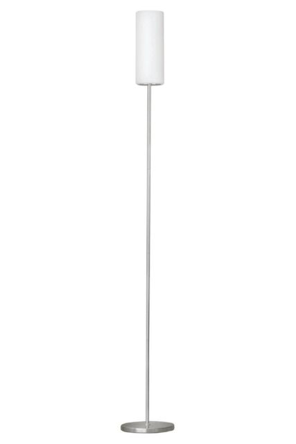 Eglo Troy 3 Satin Nickel Glass & Metal Floor Lamp in White - image 1