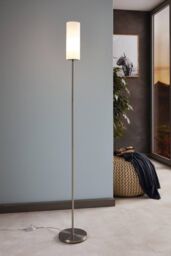 Eglo Troy 3 Satin Nickel Glass & Metal Floor Lamp in White - thumbnail 3