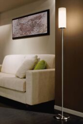 Eglo Troy 3 Satin Nickel Glass & Metal Floor Lamp in White - thumbnail 2