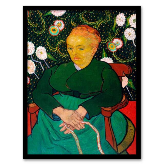 Artery8 Vincent van Gogh Framed Wall Art Augustine Roulin Rocking a Cradle in Green - Size: A4 - image 1