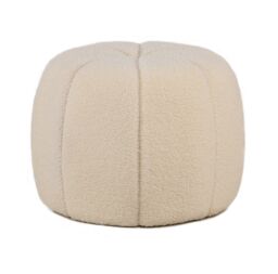 Nordlys Striped Living Room Pouf in White - thumbnail 1