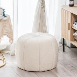 Nordlys Striped Living Room Pouf in White - thumbnail 4