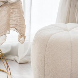 Nordlys Striped Living Room Pouf in White - thumbnail 3
