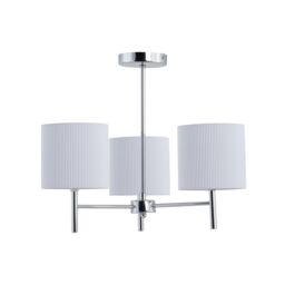 First Choice Lighting Brea - Chrome 3 Light Fitting with White Pleated Shades in Silver - thumbnail 1