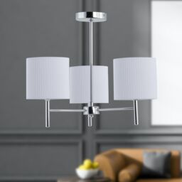 First Choice Lighting Brea - Chrome 3 Light Fitting with White Pleated Shades in Silver - thumbnail 4