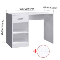 FORGEVIO 100cm Computer Desk Study Writing Table PC Laptop Desk in White - thumbnail 2