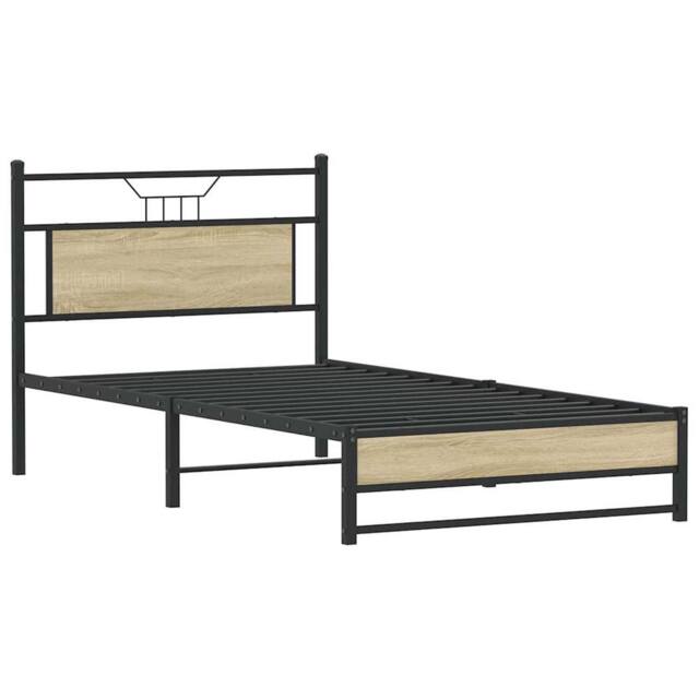 Berkfield Home Decorative Bed Frame without Mattress Sonoma Oak 100x200 cm Engin in Brown - image 1
