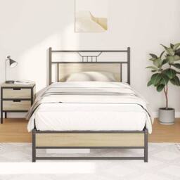 Berkfield Home Decorative Bed Frame without Mattress Sonoma Oak 100x200 cm Engin in Brown - thumbnail 4