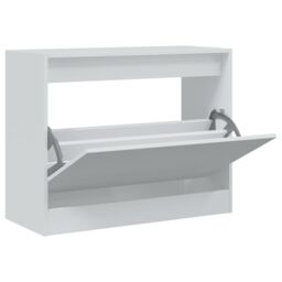 Berkfield Home Shoe Cabinet White 80x34x63 cm Engineered Wood - Size: 80 x 34 x 63 cm - thumbnail 2