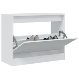 Berkfield Home Shoe Cabinet White 80x34x63 cm Engineered Wood - Size: 80 x 34 x 63 cm - thumbnail 1