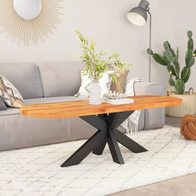 Berkfield Home Table Top 100x40x3.8 cm Oval Solid Wood Acacia in Brown - image 1