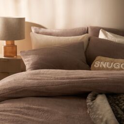 OHS Thermal Soft Teddy Fleece Duvet Cover Bedding Set in Light Brown - Size: Double - thumbnail 2