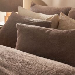 OHS Thermal Soft Teddy Fleece Duvet Cover Bedding Set in Light Brown - Size: Double - thumbnail 4