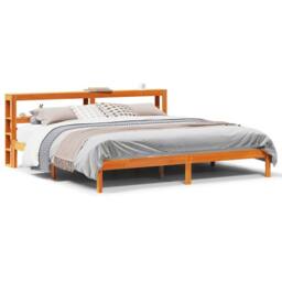 Berkfield Home Bed Frame with Headboard without Mattress Wax Brown 200x200 cm - thumbnail 1