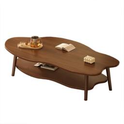 FORGEVIO 2 Layer Coffee Table Cloud Tea Table Modern Living Room in Brown - thumbnail 7