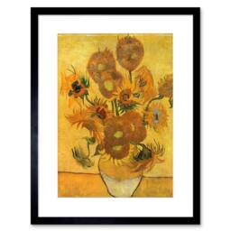 "Artery8 Painting Van Gogh Still Life Vase Fifteen Sunflowers Framed Art Print in Yellow - Size: W12"" x H16""" - thumbnail 1