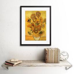 "Artery8 Painting Van Gogh Still Life Vase Fifteen Sunflowers Framed Art Print in Yellow - Size: W12"" x H16""" - thumbnail 2