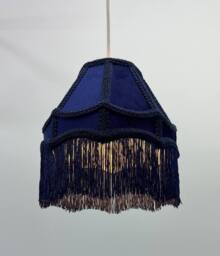 K LIVING Tassle 8 Inch Navy Traditional Shade with Tassels - thumbnail 4