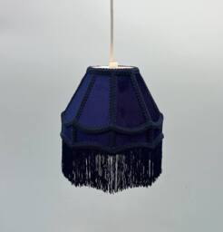 K LIVING Tassle 8 Inch Navy Traditional Shade with Tassels - thumbnail 3