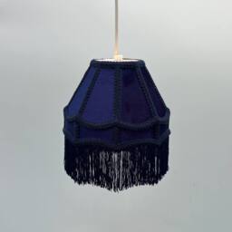 K LIVING Tassle 8 Inch Navy Traditional Shade with Tassels - thumbnail 1
