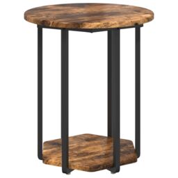 Berkfield Home Side Table 2 pcs Smoked Oak Engineered Wood & Metal in Brown - thumbnail 5