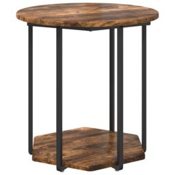 Berkfield Home Side Table 2 pcs Smoked Oak Engineered Wood & Metal in Brown - thumbnail 4