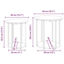 Berkfield Home Side Table 2 pcs Smoked Oak Engineered Wood & Metal in Brown - thumbnail 8