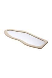 Living and Home Irregular Wavy Full-Length Floor Mirror with Soft Fleece Frame in Khaki - thumbnail 4