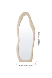 Living and Home Irregular Wavy Full-Length Floor Mirror with Soft Fleece Frame in Khaki - thumbnail 6