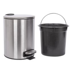 Harbour Housewares Round Bathroom Pedal Bin - 5L Stainless Steel Slim Rubbish Dustbin in Metallic Silver - thumbnail 4