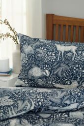Deyongs Woodland Folk Printed Cotton Rich Duvet Cover Set - Soft & Breathable Bedding - 1846 in Navy - Size: Double - thumbnail 3