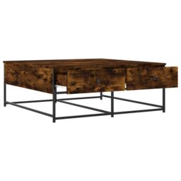 Berkfield Home Coffee Table Smoked Oak 100x99x40 cm Engineered Wood in Brown - Size: 100 x 99 x 40 cm - thumbnail 5