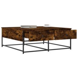 Berkfield Home Coffee Table Smoked Oak 100x99x40 cm Engineered Wood in Brown - Size: 100 x 99 x 40 cm - thumbnail 4