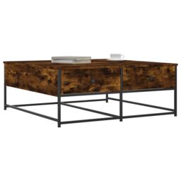 Berkfield Home Coffee Table Smoked Oak 100x99x40 cm Engineered Wood in Brown - Size: 100 x 99 x 40 cm - thumbnail 3