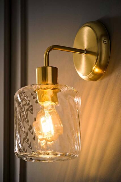 ValueLights Emery Swirl Glass Shade Wall Light with Bulb in Gold - image 1